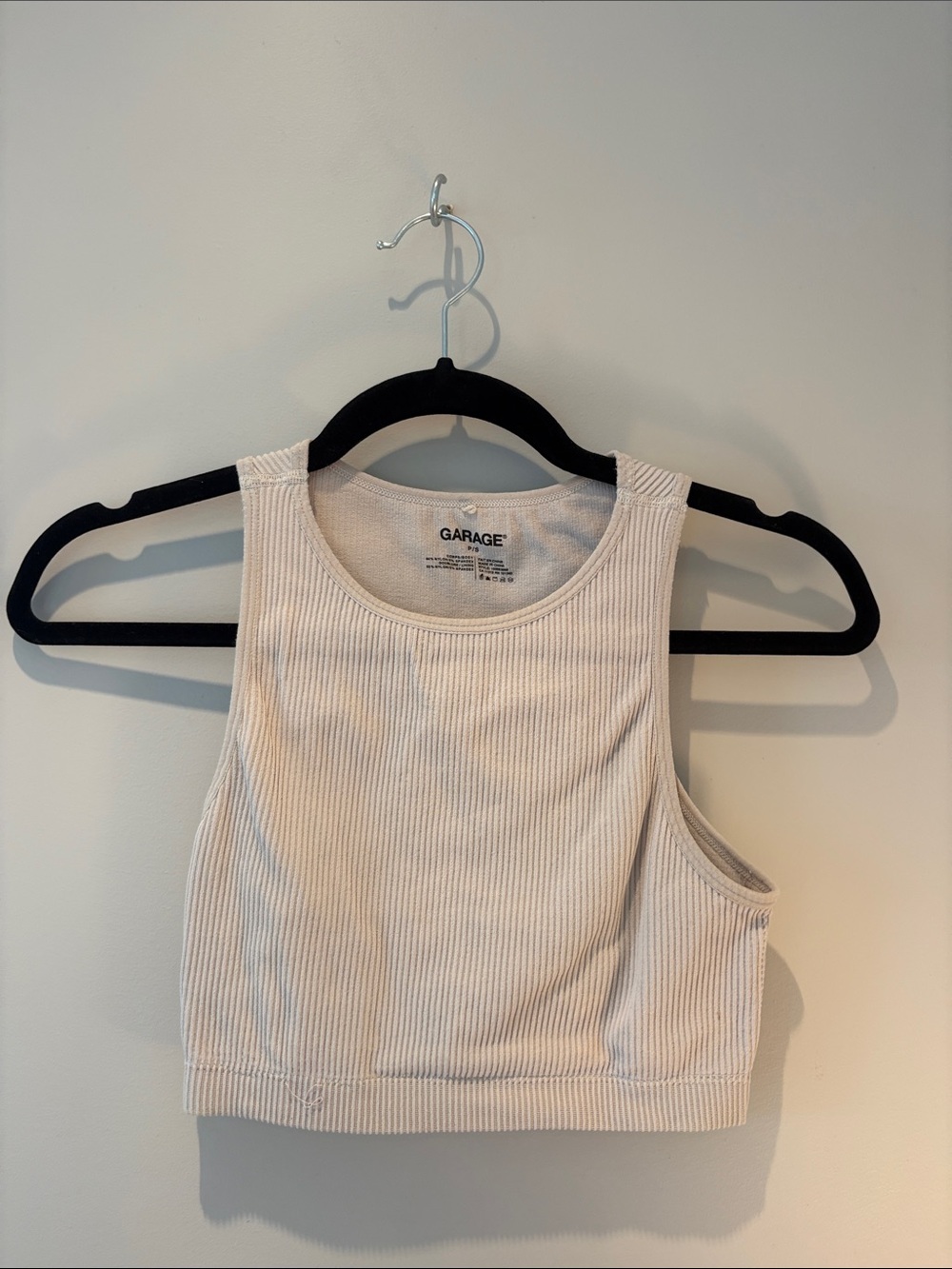 Garage Cream Ribbed Cropped Tank Top